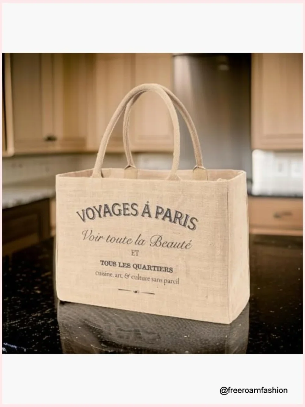 Jute Market Tote Bag with Zipper Pocket, Reusable Grocery Shopping Bag